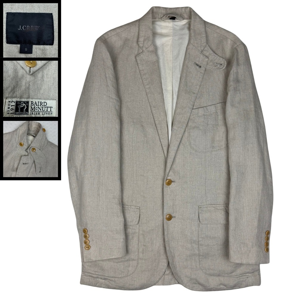 J.Crew Baird McNutt Irish Linen Sport Coat Blazer Mens S Beige Oatmeal Old Money
